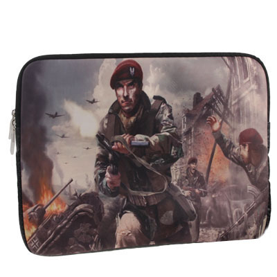 War Pattern Soft Sleeve Case Zipper Bag with Dual-Zipped Close for 15 inch Laptop